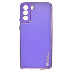 Nettech Samsung Galaxy S21 Plus Uyumlu Coco Leather Seri Arka Koruma Kılıf (Mor) NT-87828