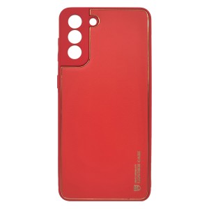 Nettech Samsung Galaxy S21 Plus Uyumlu Coco Leather Seri Arka Koruma Kılıf (Kırmızı) NT-87827