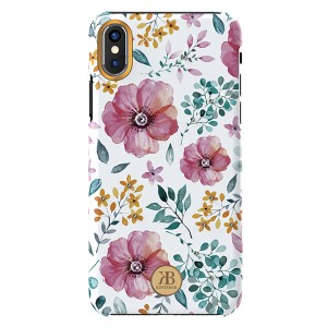 Kingxbar Apple iPhone X Uyumlu Çiçek Desenli Arka Koruma Kılıf (Beyaz) NT-92408