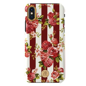 Kingxbar Apple iPhone XS Max Uyumlu Çiçek Desenli Arka Koruma Kılıf (Bordo) NT-92420