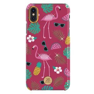 Kingxbar Apple iPhone XS Max Uyumlu Çiçek Desenli Arka Koruma Kılıf (Pembe) NT-92418