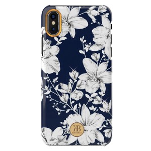 Kingxbar Apple iPhone XS Max Uyumlu Çiçek Desenli Arka Koruma Kılıf (Lacivert) NT-92417