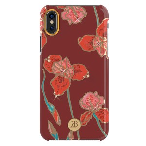 Kingxbar Apple iPhone XS Max Uyumlu Çiçek Desenli Arka Koruma Kılıf (Kırmızı) NT-92416