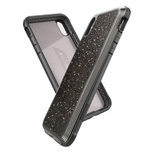 Defense Apple iPhone XS Max Uyumlu Simli Arka Koruma Kılıf (Gümüş) NT-92484