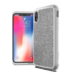 Defense Apple iPhone X Uyumlu Simli Arka Koruma Kılıf (Gümüş) NT-92462