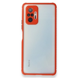 Nettech Xiaomi Redmi Note 10 Uyumlu Kontrast Renkli Tuş Seri Arka Koruma Kılıf (Kırmızı) NT-88759