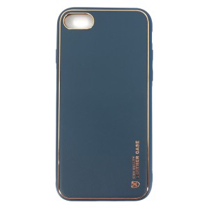 Nettech Apple iPhone 7 Uyumlu Coco Leather Seri Arka Koruma Kılıf (Lacivert) NT-90396