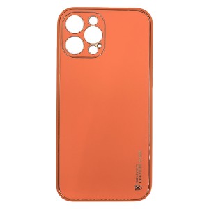 Nettech Apple iPhone 12 Pro Max Uyumlu Coco Leather Seri Arka Koruma Kılıf (Turuncu) NT-87806
