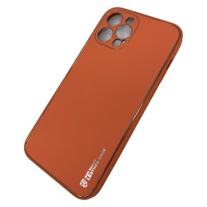 Nettech Apple iPhone 12 Pro Max Uyumlu NT-87806 Coco Leather Seri Arka Koruma Kılıf (Turuncu) NT-87806