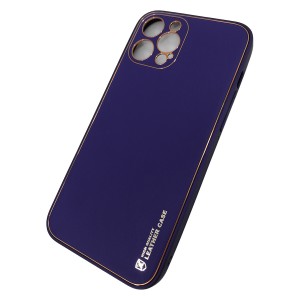 Nettech Apple iPhone 12 Pro Max Uyumlu NT-87805 Coco Leather Seri Arka Koruma Kılıf (Mor) NT-87805