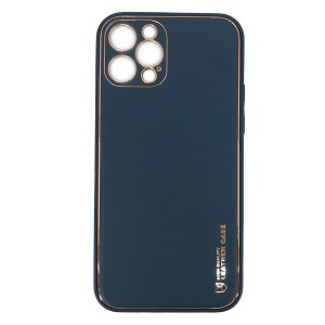 Nettech Apple iPhone 12 Pro Uyumlu Coco Leather Seri Arka Koruma Kılıf (Lacivert) NT-84724