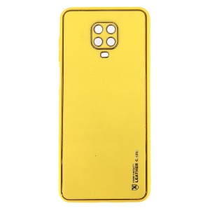 Nettech Xiaomi Redmi Note 9 Pro Uyumlu Coco Leather Seri Arka Koruma Kılıf (Sarı) NT-90583