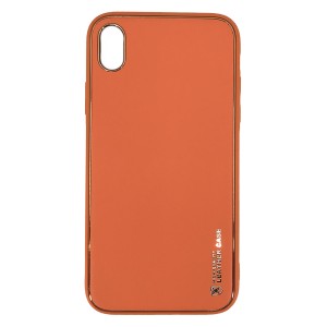 Nettech Apple iPhone XR Uyumlu Coco Leather Seri Arka Koruma Kılıf (Turuncu) NT-90424