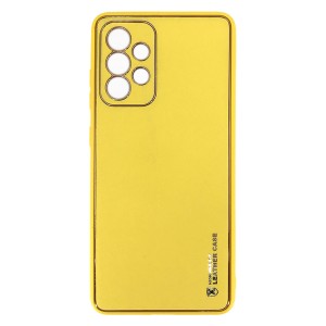 Nettech Samsung Galaxy A52 Uyumlu Coco Leather Seri Arka Koruma Kılıf (Sarı) NT-90533
