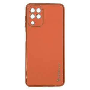 Nettech Samsung Galaxy A22 4G Uyumlu Coco Leather Seri Arka Koruma Kılıf (Turuncu) NT-90514