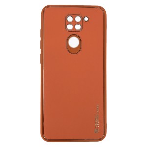 Nettech Xiaomi Redmi Note 9 Uyumlu Coco Leather Seri Arka Koruma Kılıf (Turuncu) NT-90574