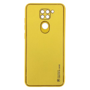 Nettech Xiaomi Redmi Note 9 Uyumlu Coco Leather Seri Arka Koruma Kılıf (Sarı) NT-90573