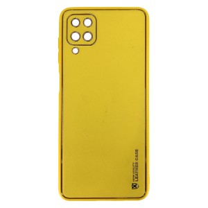 Nettech Samsung Galaxy A12 Uyumlu Coco Leather Seri Arka Koruma Kılıf (Sarı) NT-90503