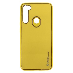 Nettech Xiaomi Redmi Note 8 Uyumlu Coco Leather Seri Arka Koruma Kılıf (Sarı) NT-90553