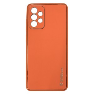 Nettech Samsung Galaxy A72 Uyumlu Coco Leather Seri Arka Koruma Kılıf (Turuncu) NT-90544