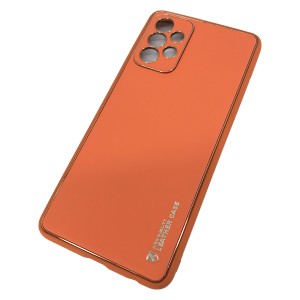 Nettech Samsung Galaxy A72 Uyumlu Coco Leather Seri Arka Koruma Kılıf (Turuncu) NT-90544