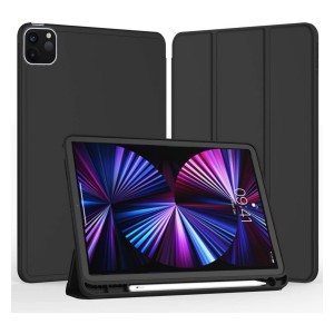 Nettech Apple iPad Pro 12.9 inc 2020 Uyumlu Premium Smart 360 Kalem Yuvalı Kapaklı Kılıf (Siyah) NT-93254