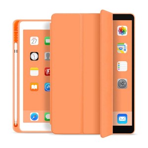 Nettech Apple iPad Air Uyumlu Premium Smart 360 Kalem Yuvalı Kapaklı Kılıf (Turuncu) NT-93243
