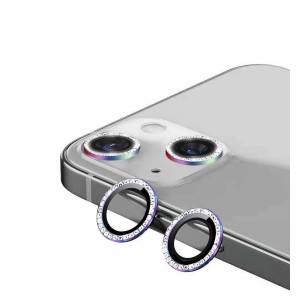 Nettech Apple iPhone 13 Uyumlu Diamond Taşlı Model Kamera Cam Koruyucu (Mor) NT-94602