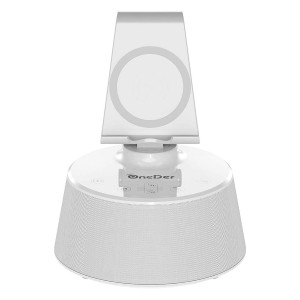 OneDer V02 Wireless Şarjlı Dokunmatik Digital Saat Kablosuz Hoparlör - Speaker (Beyaz) NT-82516