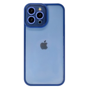 Nettech Apple iPhone 13 Pro Uyumlu Taşlı Metal Çerçeve Lens Koruyuculu Arka Koruma Kılıf (Lacivert) NT-95610