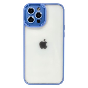 Nettech Apple iPhone 12 Pro Max Uyumlu Taşlı Metal Çerçeve Lens Koruyuculu Arka Koruma Kılıf (Füme) NT-95602