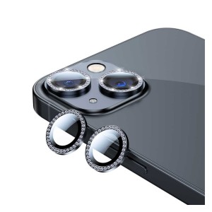 Nettech Apple iPhone 13 Uyumlu Diamond Taşlı Model Kamera Cam Koruyucu (Siyah) NT-95760