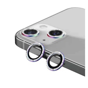 Nettech Apple iPhone 13 Uyumlu Diamond Taşlı Model Kamera Cam Koruyucu (Gökkuşağı) NT-95762