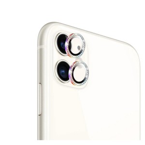 Nettech Apple iPhone 11 Uyumlu Diamond Taşlı Model Kamera Cam Koruyucu (Gökkuşağı) NT-95753