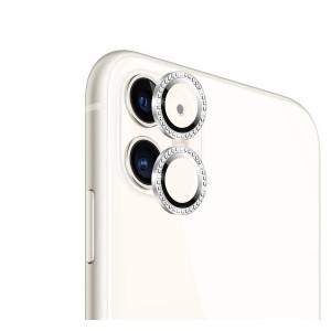 Nettech Apple iPhone 11 Uyumlu Diamond Taşlı Model Kamera Cam Koruyucu (Gri) NT-95752