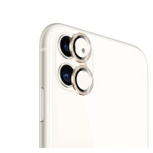 Nettech Apple iPhone 11 Uyumlu Diamond Taşlı Model Kamera Cam Koruyucu (Gold) NT-95751