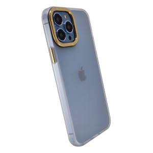 Nettech Apple iPhone 13 Pro Max Uyumlu Metal Focus Style Arka Koruma Kılıf (Gold) NT-95704
