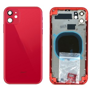 Teknonet Apple iPhone 11 Uyumlu Batarya Kapaklı Boş Kasa (Kırmızı) NT-81067