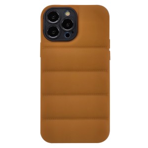 Nettech Apple iPhone 13 Pro Max Uyumlu Puffer Ceket Tip Arka Koruma Kılıf (Kahverengi) NT-93677
