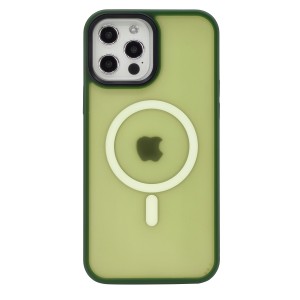 Nettech Apple iPhone 13 Pro Max Uyumlu Mat Renkli MagSafe Arka Koruma Kılıf (Yeşil) NT-96338
