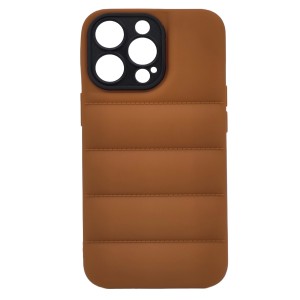 Nettech Apple iPhone 13 Pro Uyumlu Puffer Ceket Tip Arka Koruma Kılıf (Kahverengi) NT-93682
