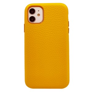 Nettech Apple iPhone 11 Uyumlu Suni Deri Arka Koruma Kılıf (Sarı) NT-96356