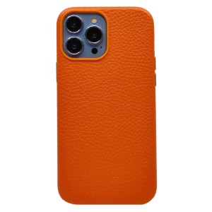 Nettech Apple iPhone 12 Pro Max Uyumlu Suni Deri Arka Koruma Kılıf (Turuncu) NT-96359