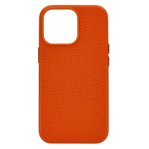 Nettech Apple iPhone 13 Pro Uyumlu Suni Deri Arka Koruma Kılıf (Turuncu) NT-96365