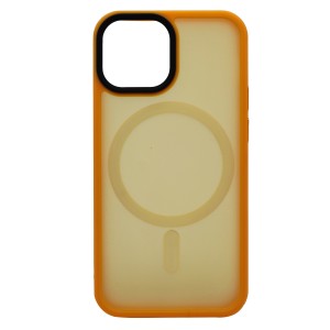Nettech Apple iPhone 13 Mini Uyumlu Mat Renkli MagSafe Arka Koruma Kılıf (Turuncu) NT-96319