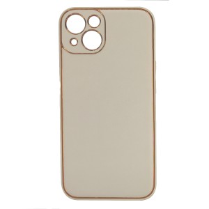 Nettech Apple iPhone 13 Uyumlu Coco Leather Seri Arka Koruma Kılıf (Gold) NT-93563