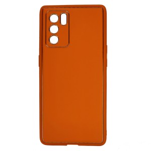 Nettech Oppo Reno 6 pro Uyumlu Coco Leather Seri Arka Koruma Kılıf (Turuncu) NT-93634