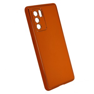 Nettech Oppo Reno 6 pro Uyumlu NT-93634 Coco Leather Seri Arka Koruma Kılıf (Turuncu) NT-93634
