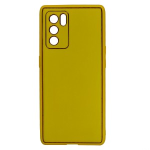Nettech Oppo Reno 6 pro Uyumlu Coco Leather Seri Arka Koruma Kılıf (Sarı) NT-93633