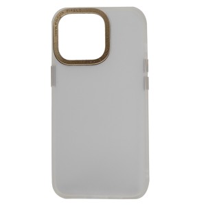 Nettech Apple iPhone 13 Pro Uyumlu Kamera Metal Çerçeve Seri Arka Koruma Kılıf (Gold) NT-94705